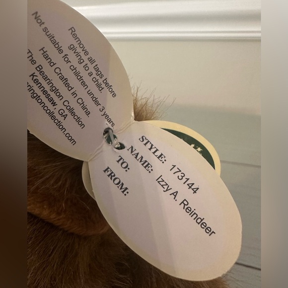 IZZY A. REINDEER*Bearington 9” Stuff Teddy Bear New Rare Christmas*DEER Plush - Picture 4 of 9